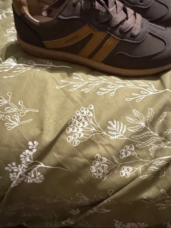 Brown Women's Lace-Up Sneakers with Tan Stripes - Picture 4 of 6